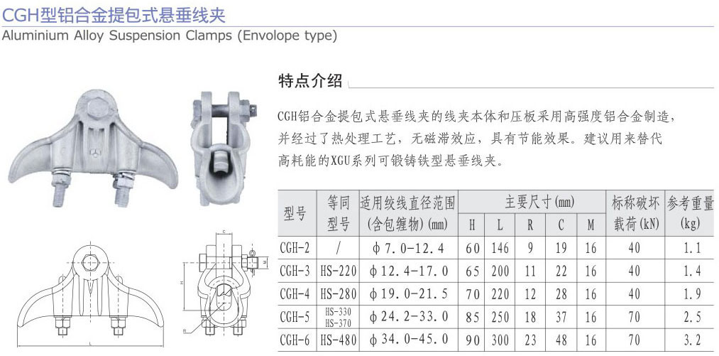 CGH型鋁合金提包式懸垂線夾