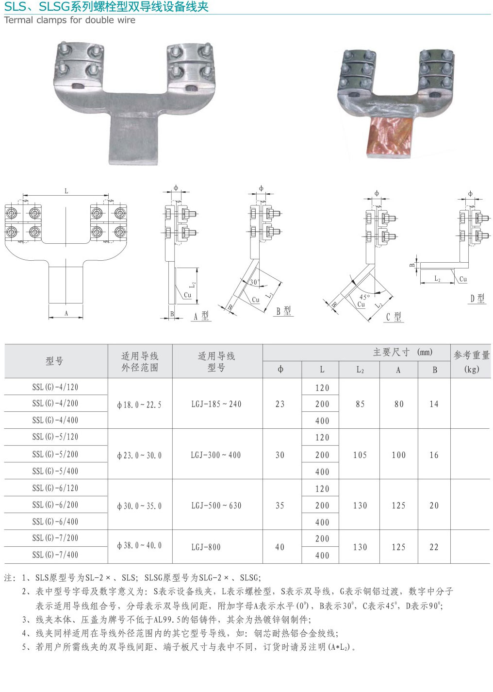 SLS-SLSG系列螺栓型雙導(dǎo)線設(shè)備線夾