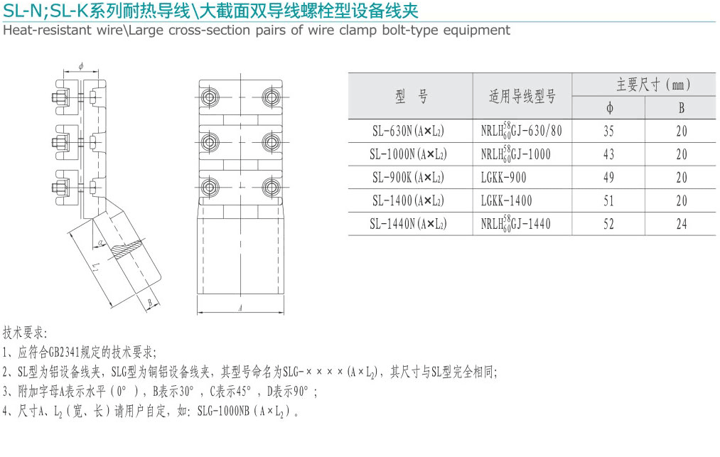 SL-N;SL-K系列耐熱導(dǎo)線-大截面雙...